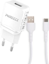 Phreeze Universele USB Fast Charger + USB-C Oplader Kabel - 2 Meter - Geschikt voor A14, A04s, A54, A02s, A12, A32, A50, A53s, A52s