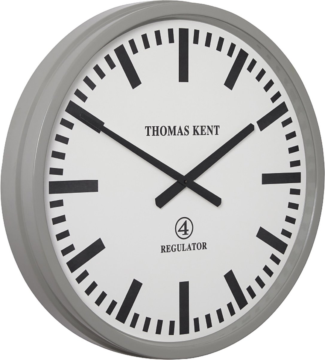 Thomas Kent Wandklok Regulator 54 Cm Staal Wit/grijs