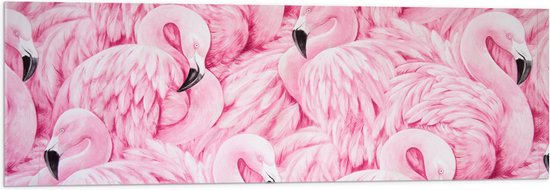 WallClassics - Acrylglas - Getekende Roze Flamingos - 120x40 cm Foto op Acrylglas (Wanddecoratie op Acrylaat)