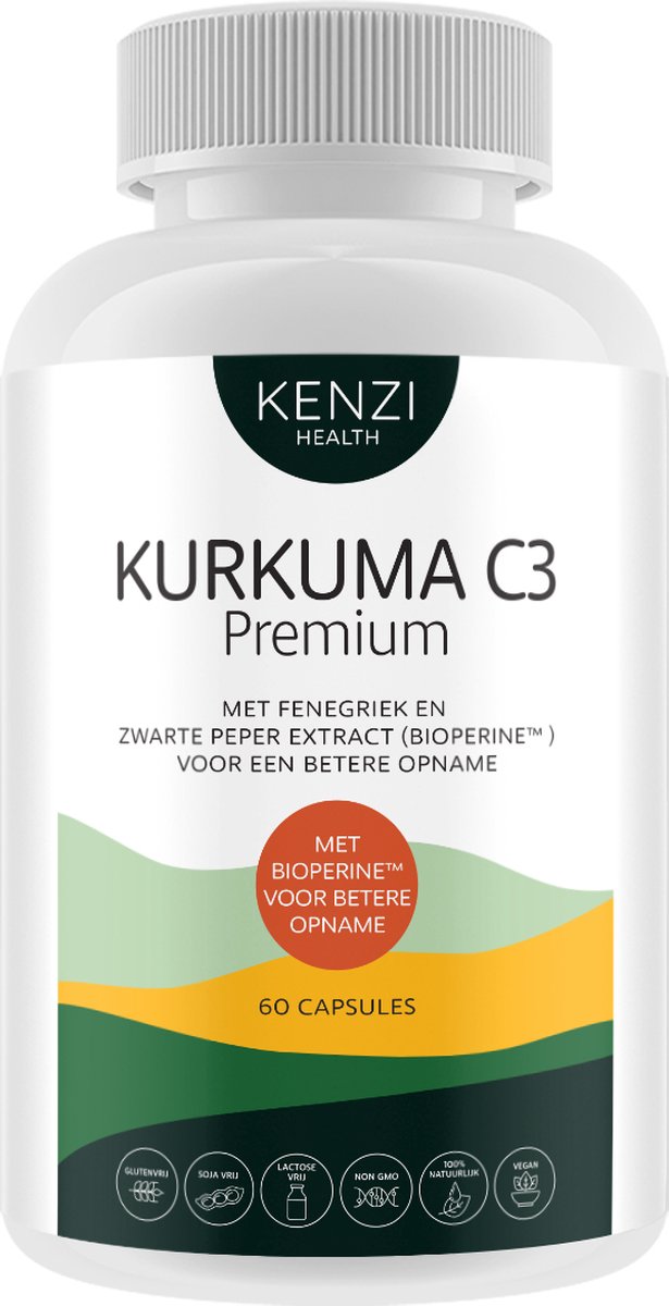 Goedkoopste Kenzi Kurkuma met zwarte peper extract Bioperine 60 capsules