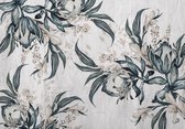 Fotobehang - Vlies Behang - Bloemen en Planten op Betonnen Muur - 368 x 254 cm