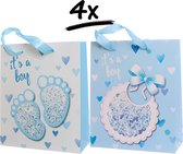 4x stevige draagtassen babyshower Boy confetti baby papier zak cadeautasje gift bag verpakking geschenkverpakking