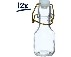Set van 12 Mini Melkflesjes van 70 ml met Beugeldop - Decoratieve Flesjes voor Olie, Azijn, Melk en Tafeldecoratie