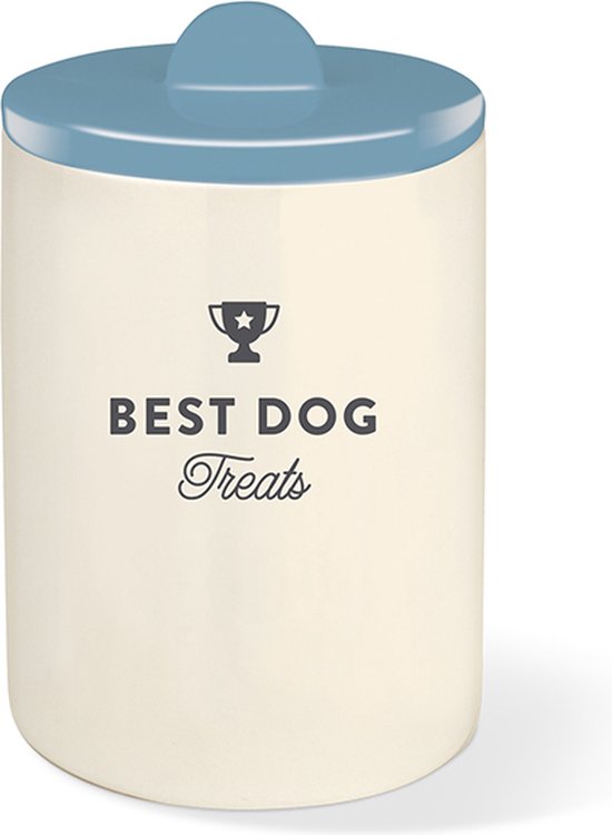 Petshop by Fringe studio - 465104 - Fringe - Best Dog Blue Treat Jar  Keramiek - Keramieken - Snoeppot hond - Pot voor snack - Pot voor hondenkoekjes - Voorraadbus - Leuke Voorraadpot - Bewaarpot - Opbergpot