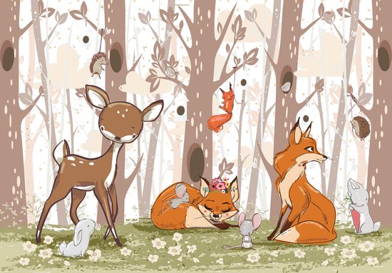 Wall Papier peint photo King - Papier Peint - Papiers Peints - Animaux Sauvages - Forêt - Enfants - Animaux - 368 x 254 cm