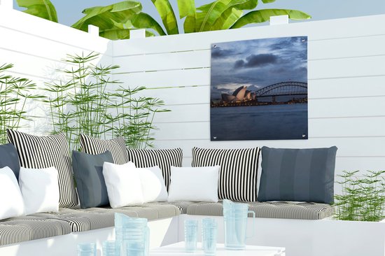 Posters de jardin Opéra de Sydney et Sydney Harbour Bridge en Australie - 50x50 cm - Toile de jardin - Affiche d'extérieur