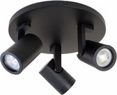 Moderne ronde plafond spot | 3 lichts | zwart | metaal | Ø 25 cm | Ø 5,5 cm | modern design