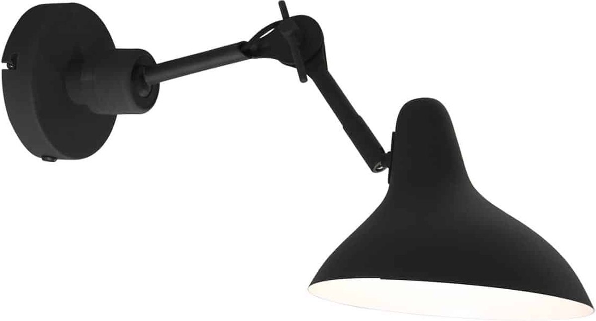 Zwarte wandlamp Anne Kasket | 1 lichts | zwart | metaal | 50 cm | Ø 19 cm | wandlamp / woonkamer lamp | verstelbaar | modern design