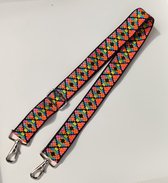 SWAN - Tassenriem - bag straps - tassenband - schouderband - verstelbaar - neon - oranje - roze - zilveren gesp - 38mm