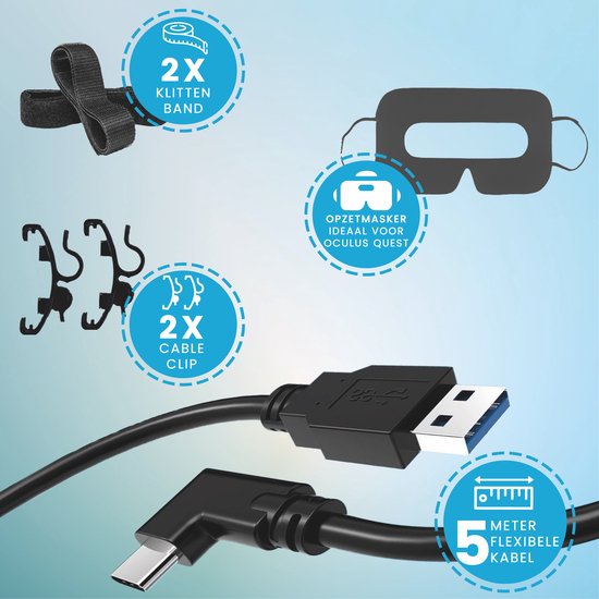 kabel 5m Snelkoppeling | USB-C | voor Quest 3 Quest 3S Ques