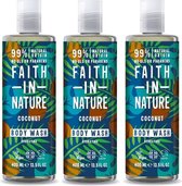 FAITH IN NATURE - Body Wash Coconut – 3 pak – Ontspannend – Tropische geur - Natuurlijk