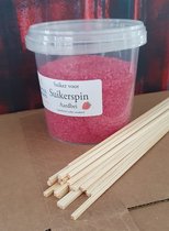 Accessoire voor suikerspinmachine - Suikerspin suiker -  Aardbei - 600 gram - Incl 25 gratis stokjes