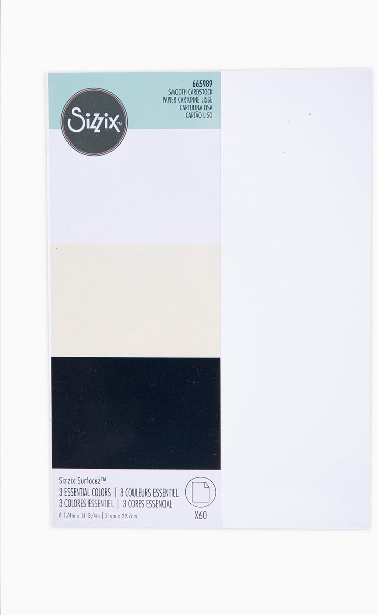 Sizzix Surfacez Cardstock A4 Zwart/Ivory/Wit 60pcs