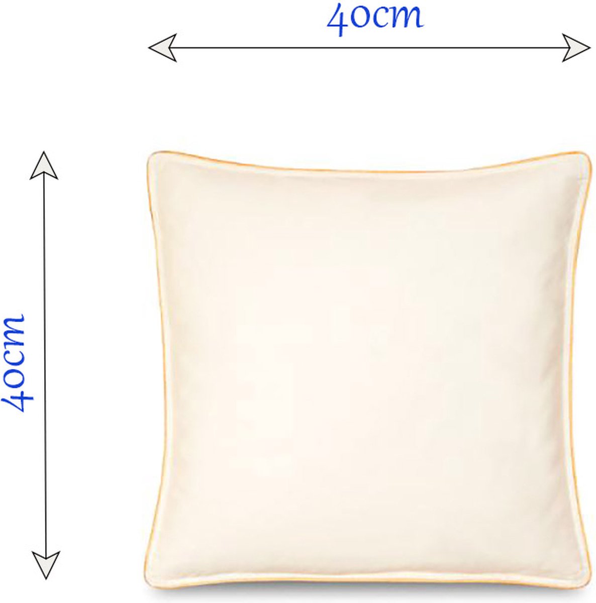 Ganzendons Kussen – 40x40cmcm – 0.4kg Dons Vulling – 100% Katoenen Tijk - Satijnen Bies – Kleur Crème – Medium Stevig