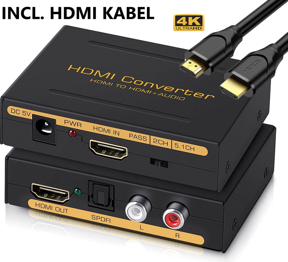 Systematisch domesticeren Decoratie HDMI naar HDMI + Audio (SPDIF + R / L) Converter (EU Plug) Plus HDMI Kabel  (zwart) | bol.com