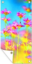 Tuinposter Bloemen - Kunst - Psychedelisch - 40x80 cm - Wanddecoratie Buiten - Tuinposter - Tuindoek - Schuttingposter - Tuinschilderij