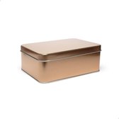 Vanhalst - Boîte métal rectangulaire OR ROSE - L 160 mm - L 110 mm - H 55 mm - Idéal comme boîte de rangement, boîte à biscuits, cadeau, etc.