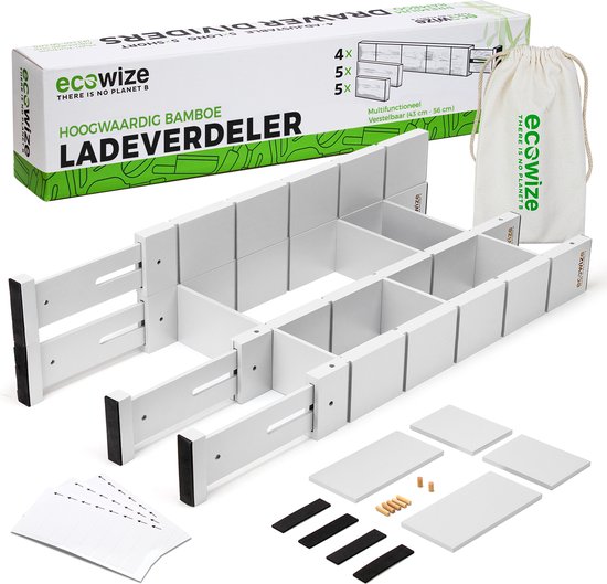 Ecowize Ladeverdeler verstelbaar - Bamboe lade organizer ... - Bol