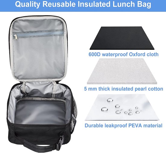 Lunchtas – Geïsoleerde lunchtas – Handig lunctas voor werk en school – compact lunchtas