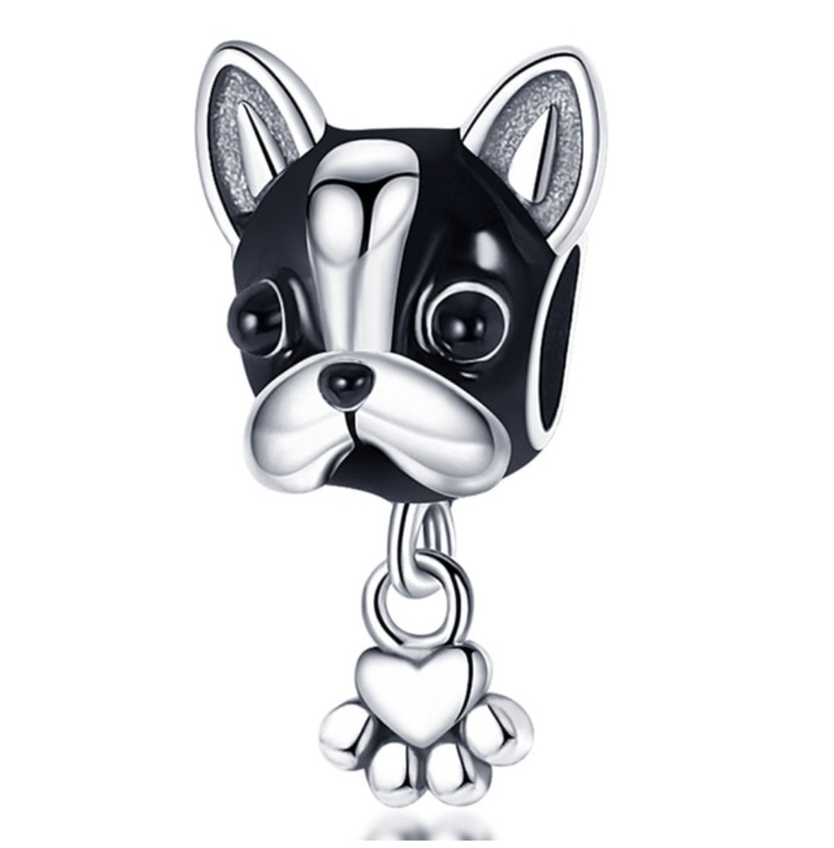 Fler® | 925 Sterling Zilver Bedel | Hond | French bulldog | Past op populaire bedel armbanden | armbandbedel | Bedels Charms Beads