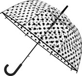 Falconetti automatische koepelparaplu met stippen - transparant - doorzichtig - met haak - vrolijk dessin - 85 centimeter