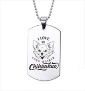 Collier en acier inoxydable - I Love My Long Haired Chihuahua