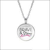 Collier Glas - Ruban Pink Brave & Strong