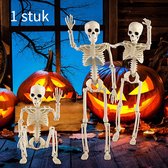 skelet posable d'Halloween - Faux os de crâne d'homme - Décorations pour la Home de fête d'Halloween - Ornement d'Halloween - Accessoires d'horreur de maison hantée - Blanc