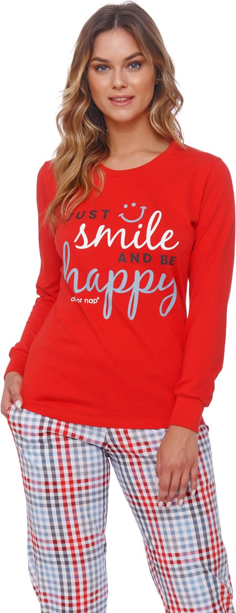 Doctor Nap Familie Pyjama Dames Volwassenen | Lange Mouw Lange Broek | Kerst Winter Matching Gezin Pyama | Happy Smile Red PM.4533 XL