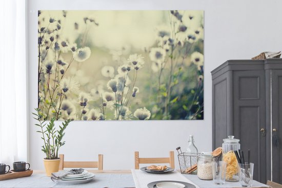Peintures sur Toile - Fleurs - Champ - Wit - 150x100 cm - Décoration murale