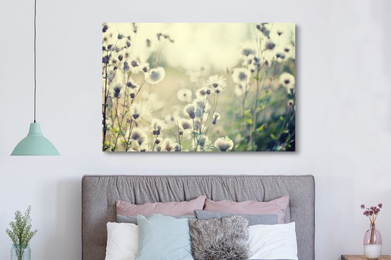 Peintures sur Toile - Fleurs - Champ - Wit - 150x100 cm - Décoration murale