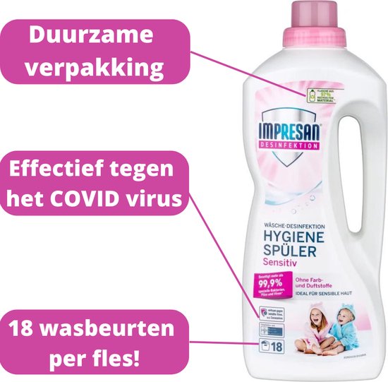 IMPRESAN Was Toevoeging Hygiëne - 1500ml Voordeelverpakking - Wasmiddel Desinfectie - Dettol Wastoevoeging Alternatief - Dettol Wasmiddel Alternatief