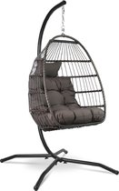Chaise suspendue Vita5 Egg - Intérieur et extérieur - Chaise Cocoon - avec support - jusqu'à 150 kg - Pliable - Incl. Coussin & Housse de Protection – Marron Foncé