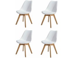 4 stuck-Eetkamerstoelen - Eetkamerstoel - Kuipstoel - Beukenhouten onderstel – Wit