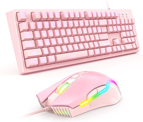 Clavier et souris de Gaming Onikuma - Set clavier et souris rose avec  Siècle des... | bol