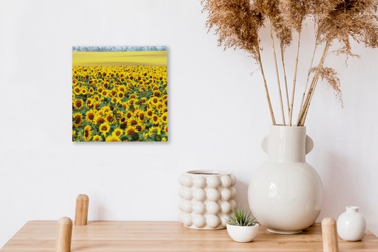 Tableau Toile Tournesol - Fleurs - Nature - 20x20 cm - Décoration murale