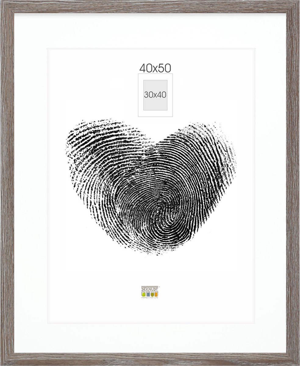 Deknudt Frames fotolijst - grijs met passe-partout - 30x40 / 40x50 cm