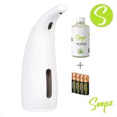 Easy Eva Comfort SET - Distributeur de savon automatique - Avec savon Soopz Aloë Vera - Avec piles - No contact - Wit - Distributeur de savon avec capteur - Distributeur de savon - 300ml - Distributeur de savon