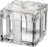 Kado box met strikje - BOHEMIA KRISTAL - glazen cadeau - schaaltje met deksel - kristallen snoeppot - bonbonnière - tapas doos