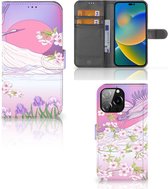 Book Style Case iPhone 14 Pro Max Smartphone Hoesje Cadeautjes voor Vrouwen Bird Flying