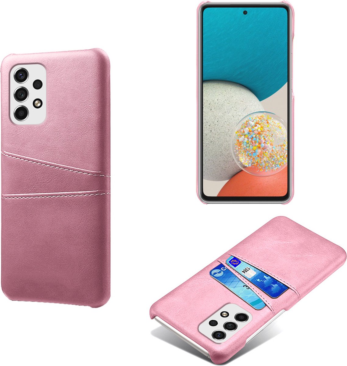 Backcover met Opbergvakjes + PMMA Screenprotector voor Galaxy A33 5G _ Roze Goud