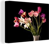 Tableau Toile Tulipes - Nature Morte - Fleurs - 80x60 cm - Décoration murale