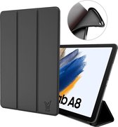 Hoes geschikt voor Samsung Galaxy Tab A8 2021 / 2022 - Trifold Smart Cover Book Case Leer Tablet Hoesje Zwart
