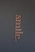 Colorfullworlds - Metalen Smile Wanddecoratie - Metalen Wandbord - Muurdecoratie - Housewarming Cadeau - Verjaardag Cadeau - Woonkamer Decoratie - Koper - 69x21 cm