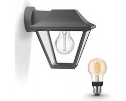 Philips Hue Alpenglow Wandlamp voor Buiten (Antraciet) - Buitenlamp - E27 - Warmwit Licht - Hue White Filament