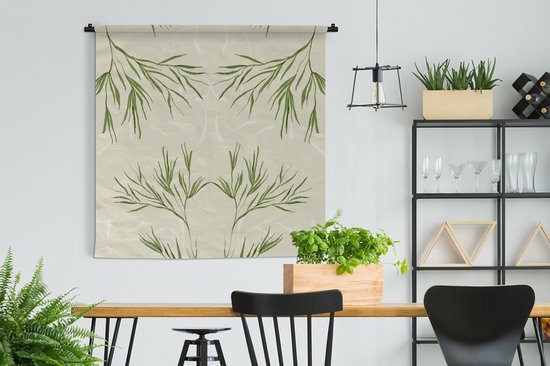 Wandkleed - Wanddoek - Pastel - Groen - Bloemen - Design - 120x120 cm - Wandtapijt