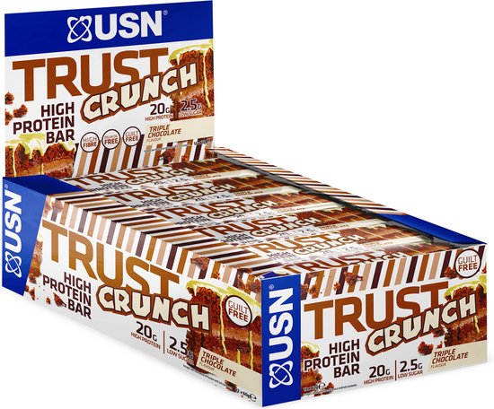 USN - Trust Crunch Protein Bar (Triple Chocolate - 12 x 60 gram) - Eiwitreep - Energiereep