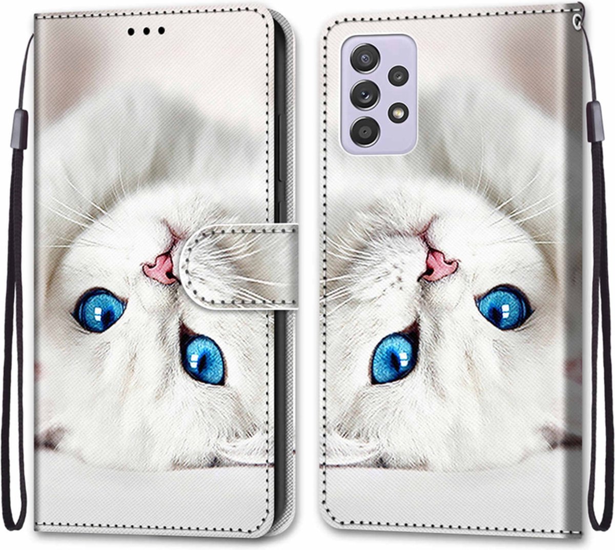 BookCover Hoes Etui voor Samsung Galaxy A33 Witte Kat