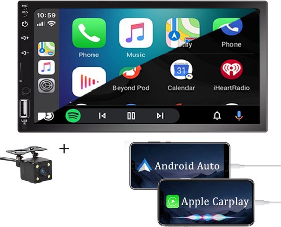 Autoradio universel 10 pouces HD avec Bluetooth, USB et