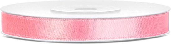 Satijn lint Licht Roze, 6 mm, rol 25 yard (22,85 meter)